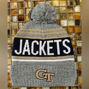 NWT Georgia Tech Yellow Jackets Pom Beanie~Captivating Apparel~OSFA~Unisex~$30